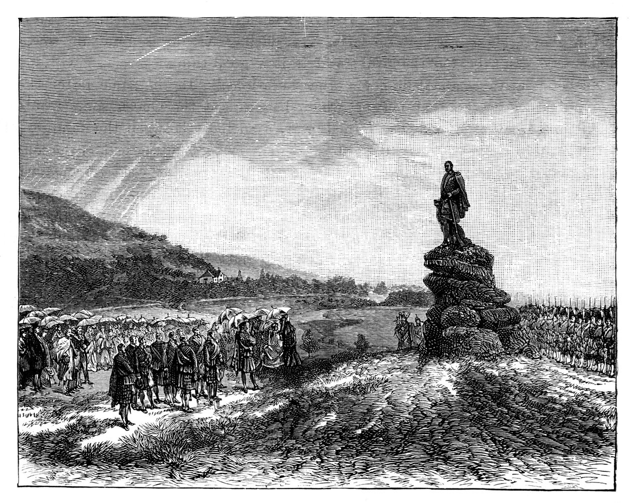La regina Vittoria svela una statua del principe Alberto a Balmoral, Scozia, 1860 da Unbekannt