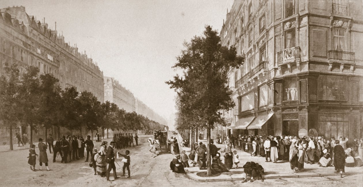 Fila fuori da un negozio di alimentari, Assedio di Parigi, guerra franco-prussiana da Unbekannt
