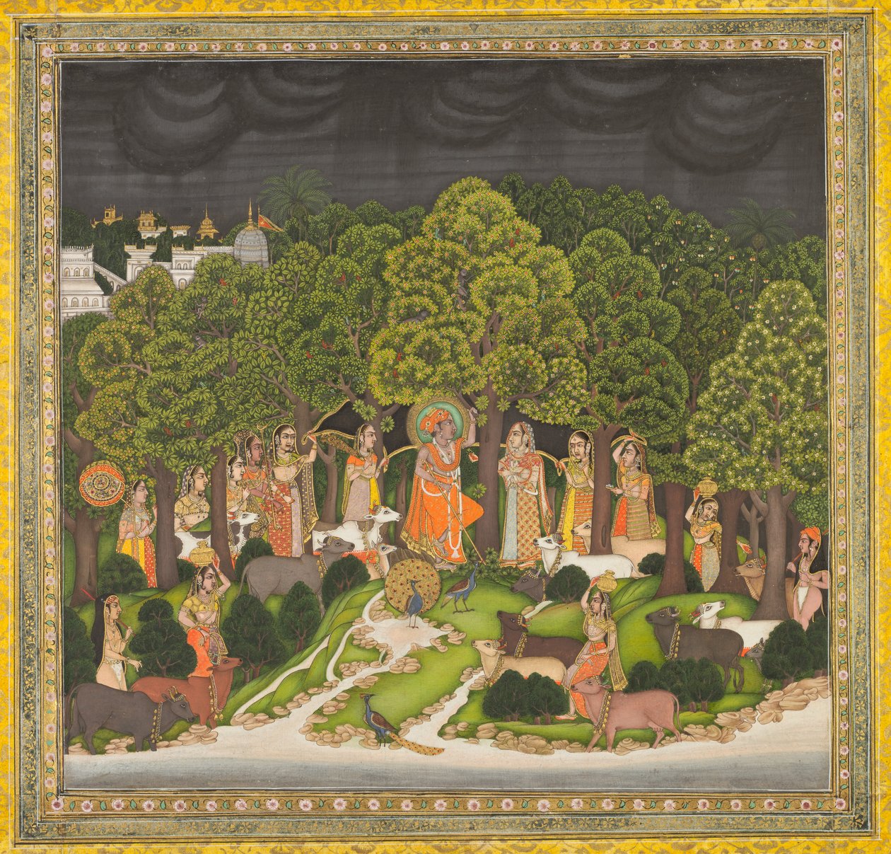 Radha e Krishna si incontrano nella foresta durante una tempesta, c. 1770 da Unbekannt