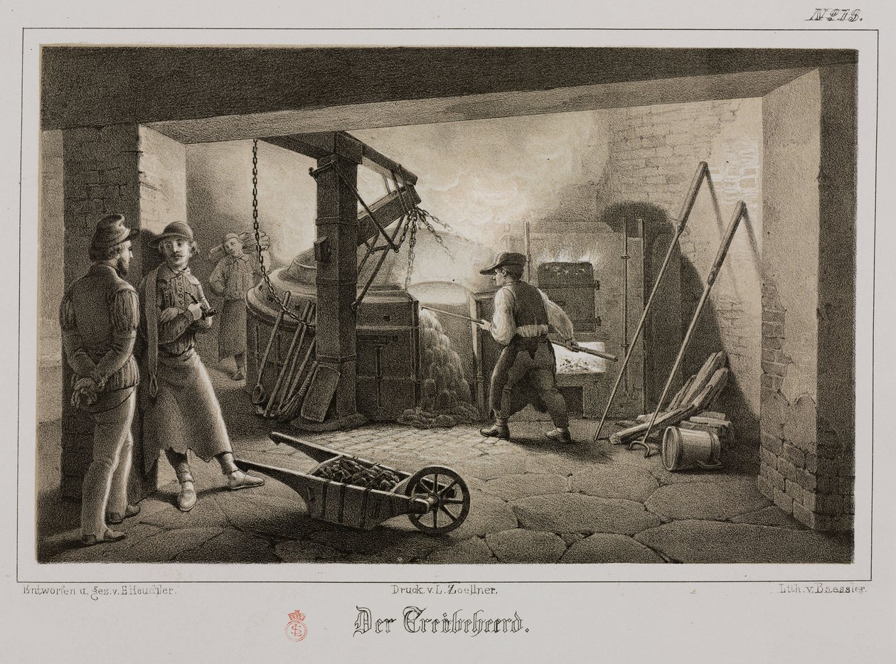 Lavorazione delle materie prime, metallurgia - fonderia, Germania, c 1851 da Unbekannt