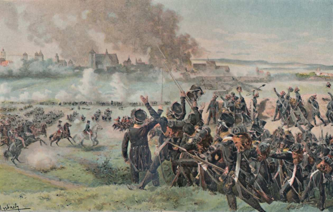 Ricomparsa di Napoleone sul campo prima di Ratisbona, 1809 da Unbekannt