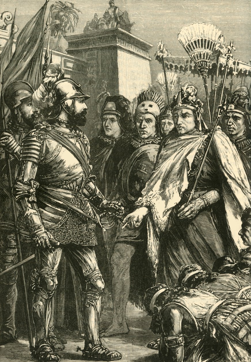 Accoglienza di Cortes da parte di Montezuma, 1519, 1890 da Unbekannt
