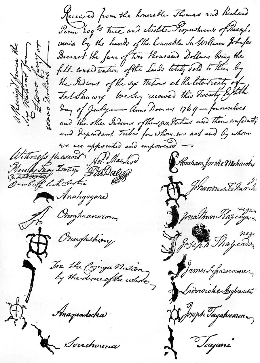 Facsimile ridotto di un trattato tra britannici e tribù dei nativi americani, 1769 da Unbekannt