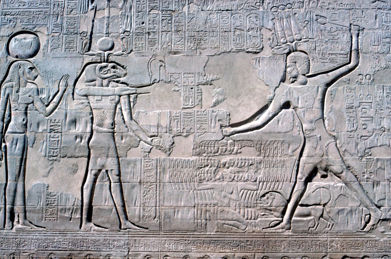Rilievo del Faraone davanti a Knum e Sekhmet, Tempio di Khnum, Periodi Tolemaico e Romano da Unbekannt