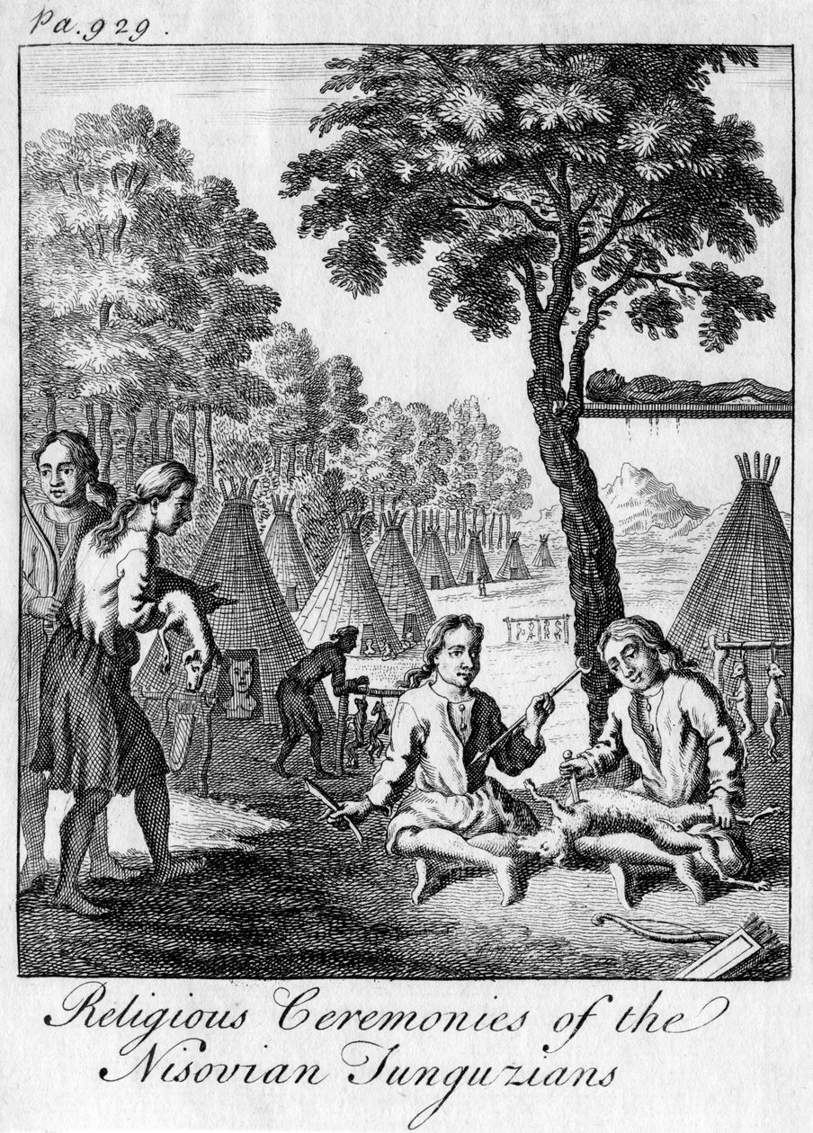 Cerimonie Religiose dei Tungusi Nisoviani, c1748 da Unbekannt