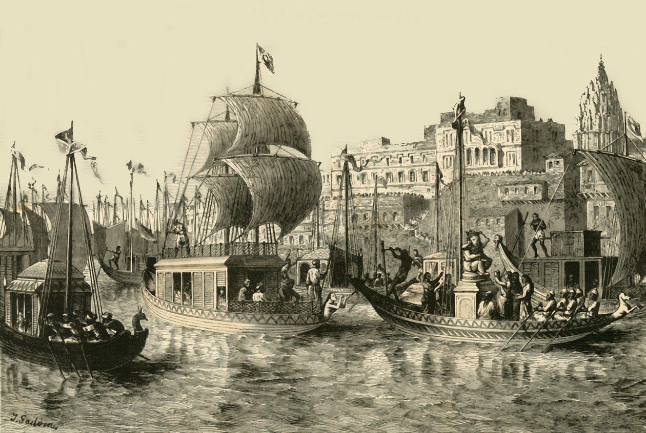 Festival religioso a Benares, 1890 da Unbekannt
