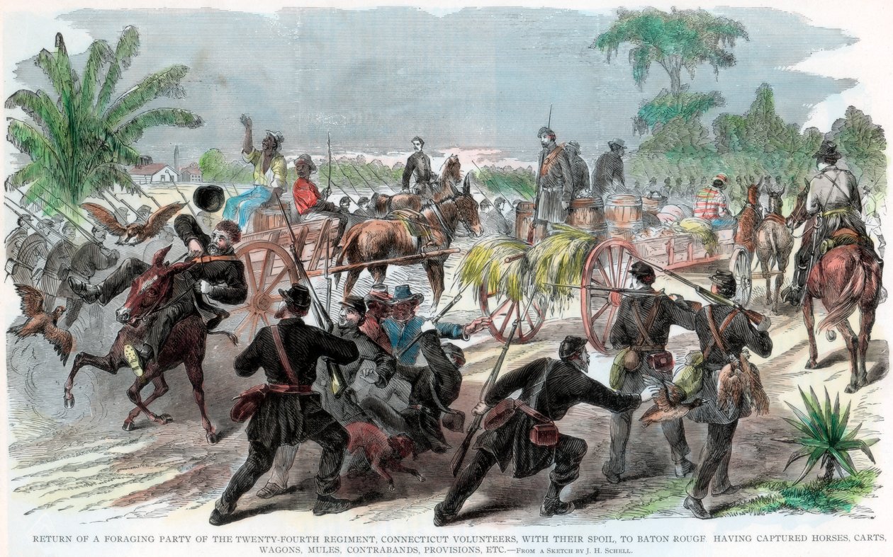 Ritorno di una Pattuglia di Foraggiamento a Baton Rouge, Louisiana, Guerra Civile Americana, c1862 da Unbekannt