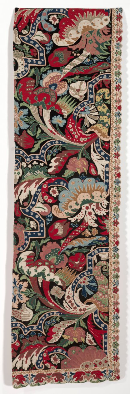 Metà destra di un paio di tendaggi da letto ricamati nello stile Bizarre, 1710-1720 da Unbekannt