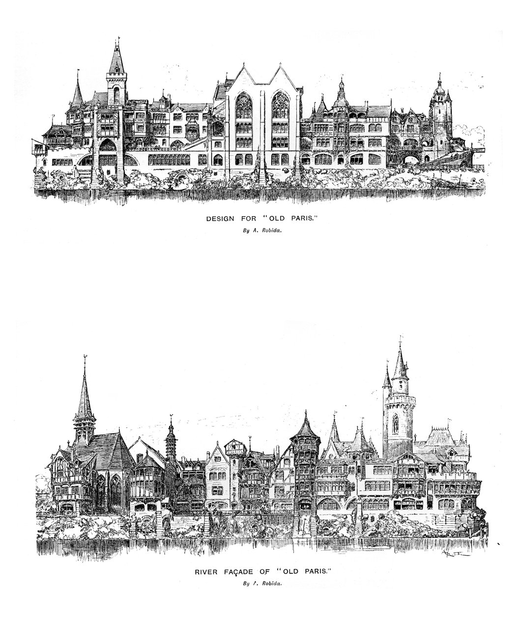 Facciata del fiume e progetto per la Vecchia Parigi, 1899 da Unbekannt