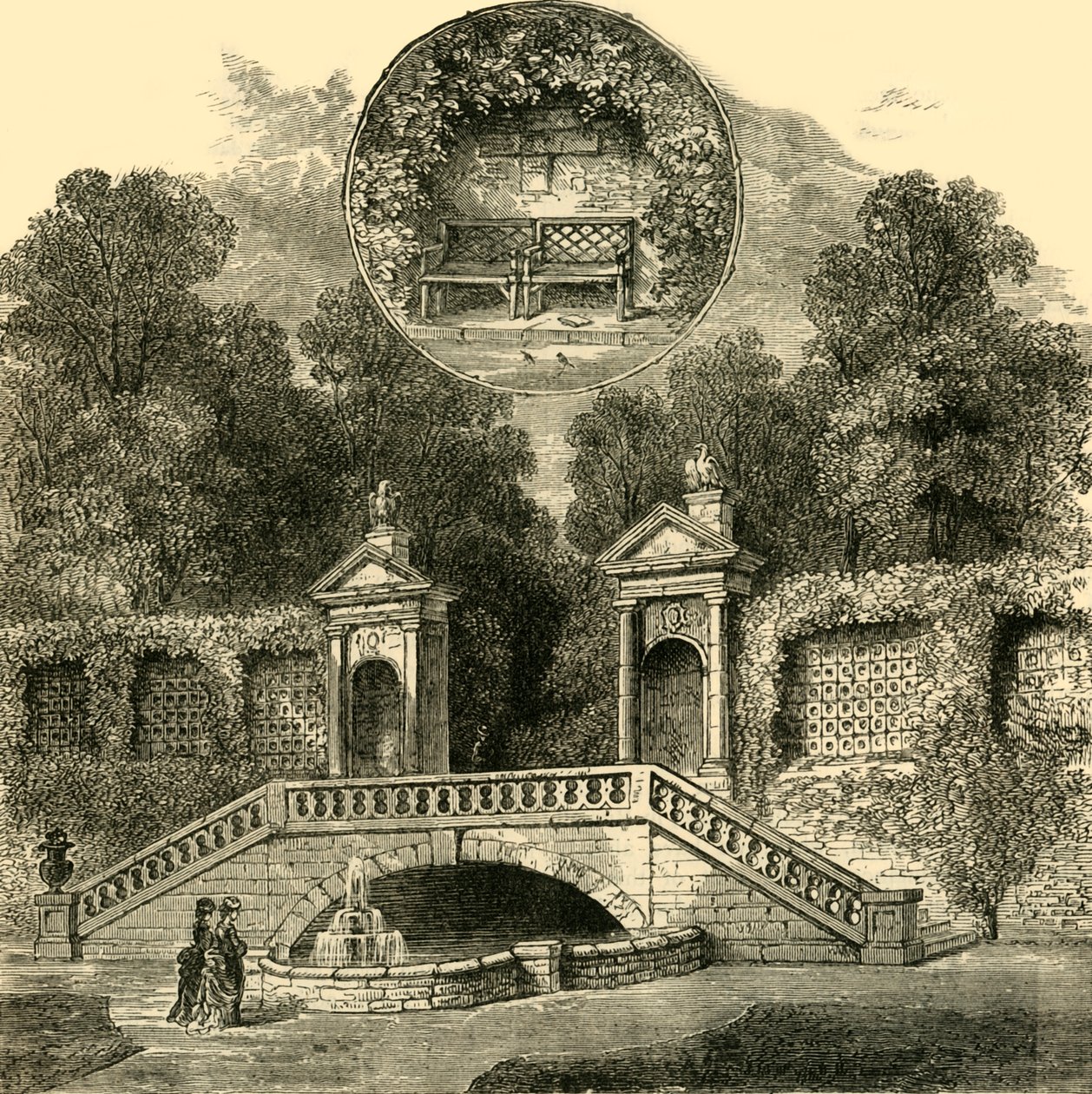 Rogers Seat e Inigo Jones Gateway, Holland House, c1876 da Unbekannt