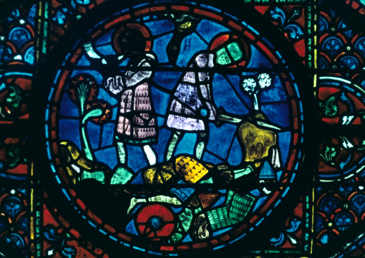 Rolando spezza la sua spada e suona il suo corno, vetrata, Cattedrale di Chartres, Francia, 1194-1260 da Unbekannt