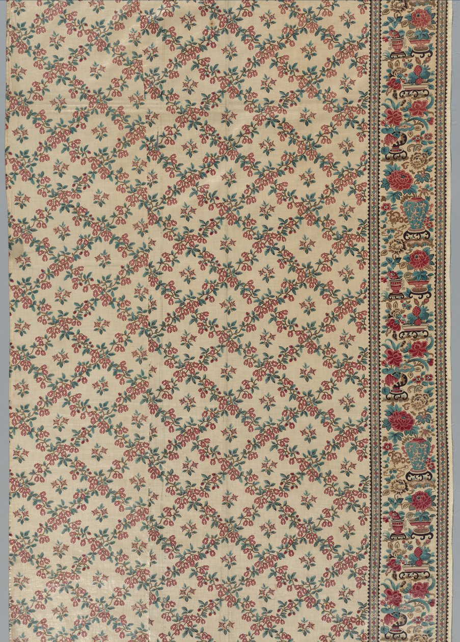 Chintz stampato a rullo con disegno di fiori e vasi da Unbekannt