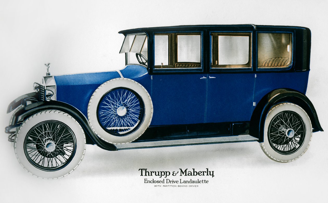 Landaulette con guida chiusa Rolls-Royce con partizione dietro il conducente, c1910-1929 da Unbekannt