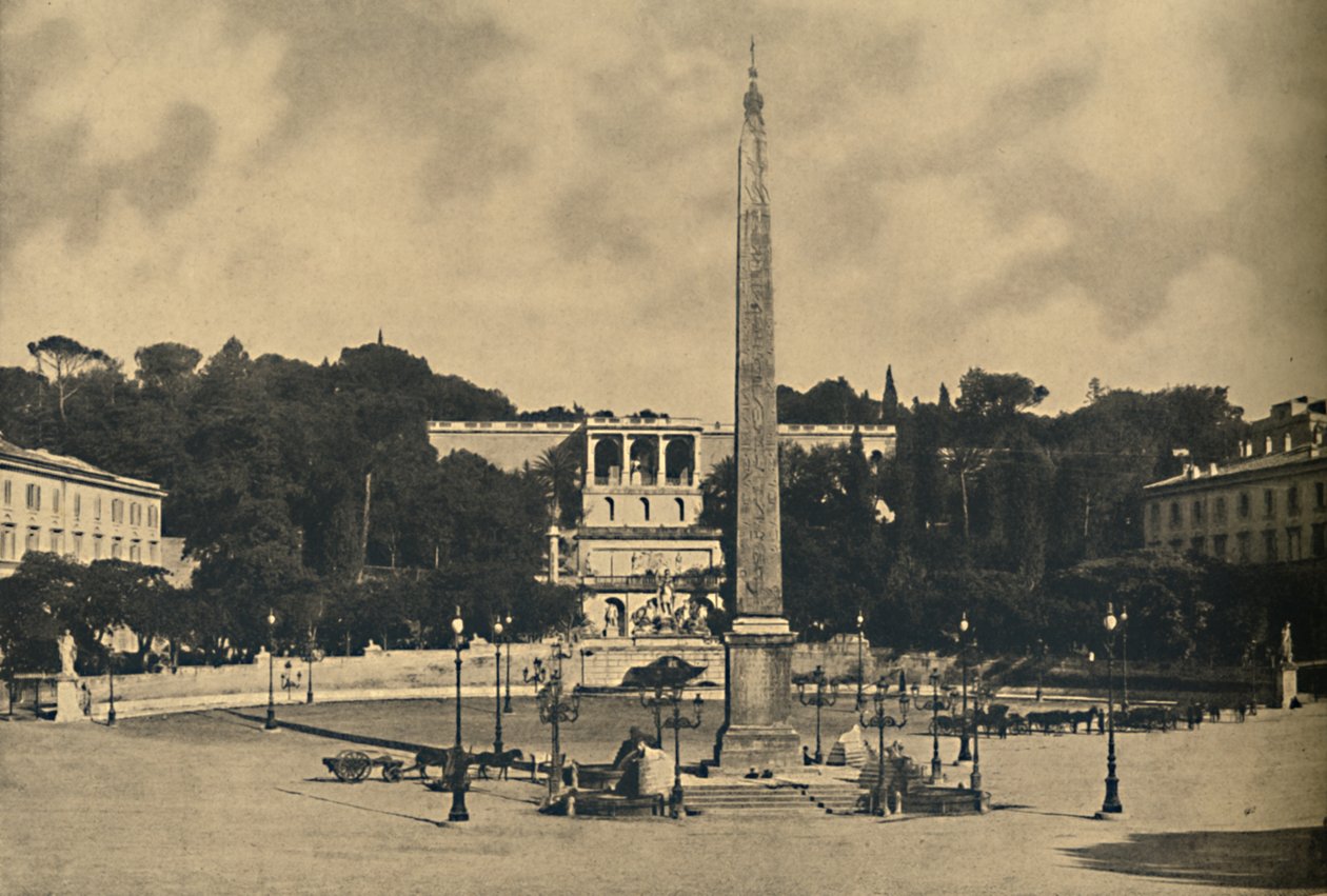 Roma - Obelisco, fontane e piazza del Popolo. - Terrazze del parco pubblico del Pincio, 1910 da Unbekannt