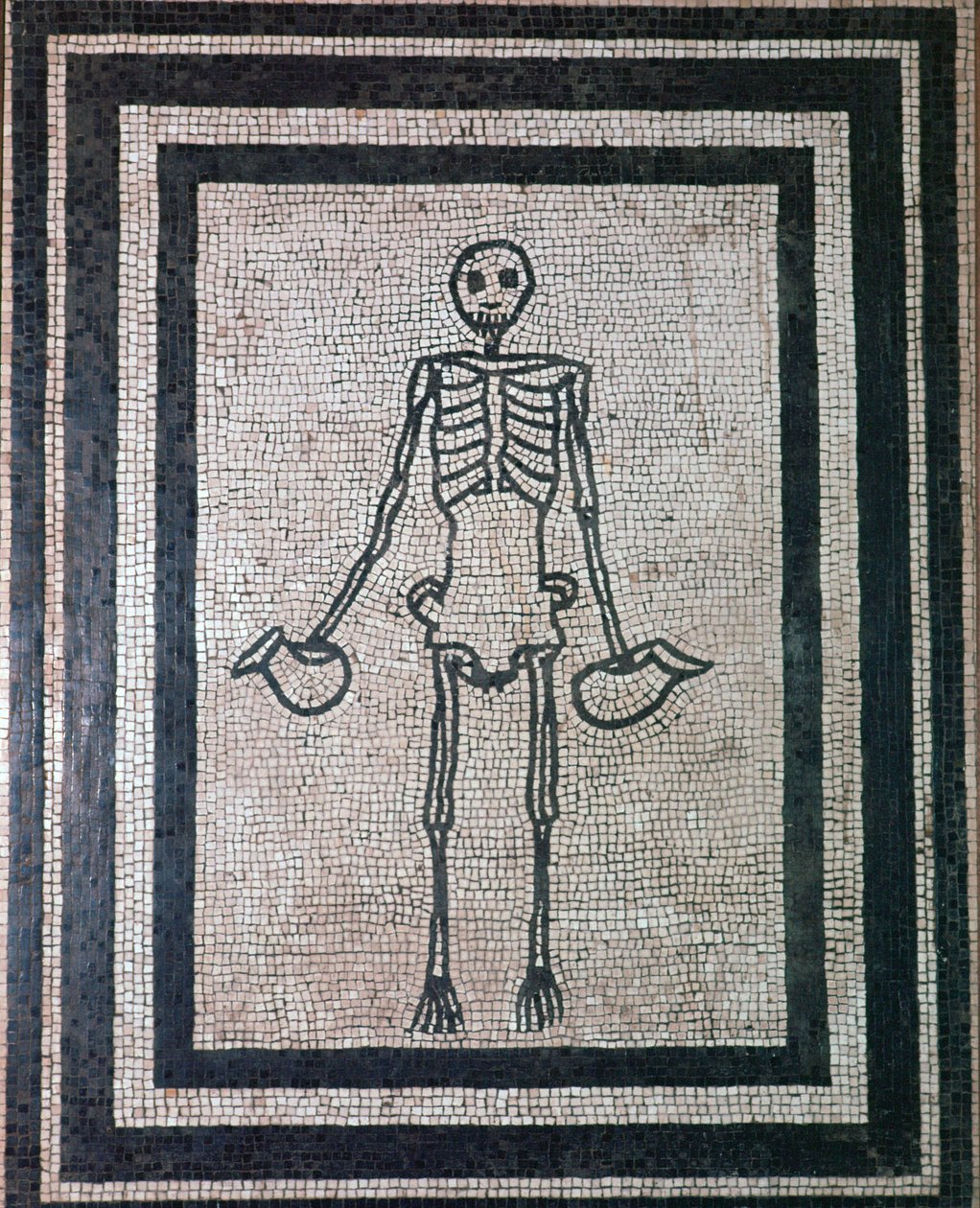 Mosaico romano di uno scheletro da Unbekannt