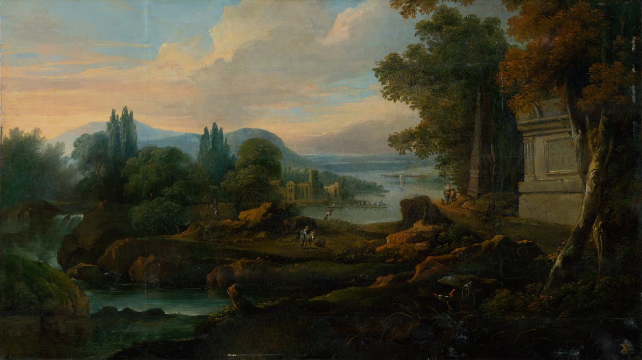 Paesaggio romantico con baia marina da Unbekannt