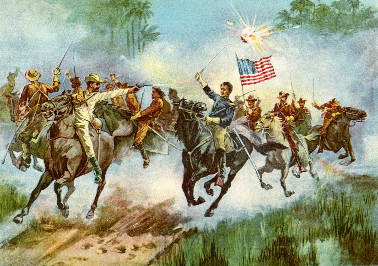 Rough Riders che assaltano un avamposto spagnolo, Cuba, Guerra ispano-americana, 1898 da Unbekannt