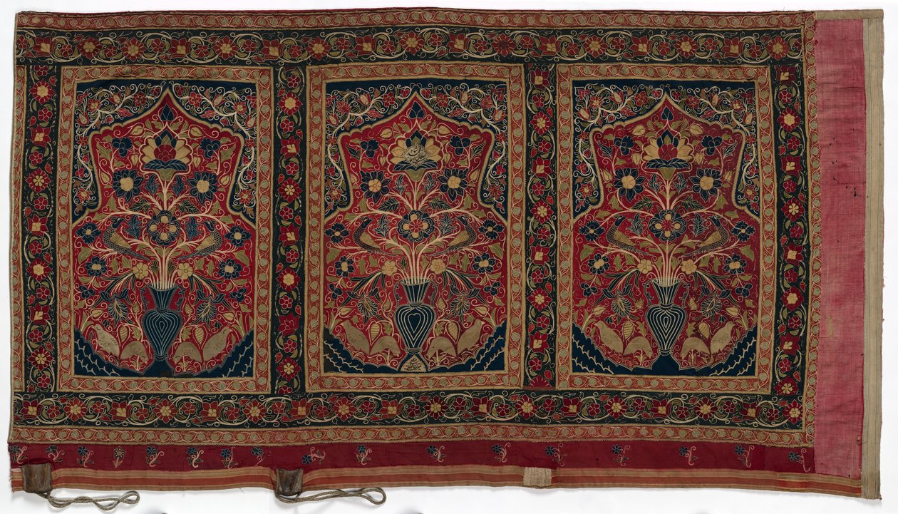 Tenda rotonda reale fatta per Muhammad Shah, pannello murale con tre pannelli A, 1834-1848 da Unbekannt