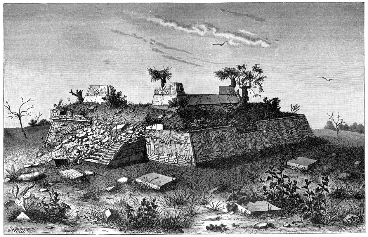 Rovine dei gradini della piramide di Xochicalco, Messico da Unbekannt