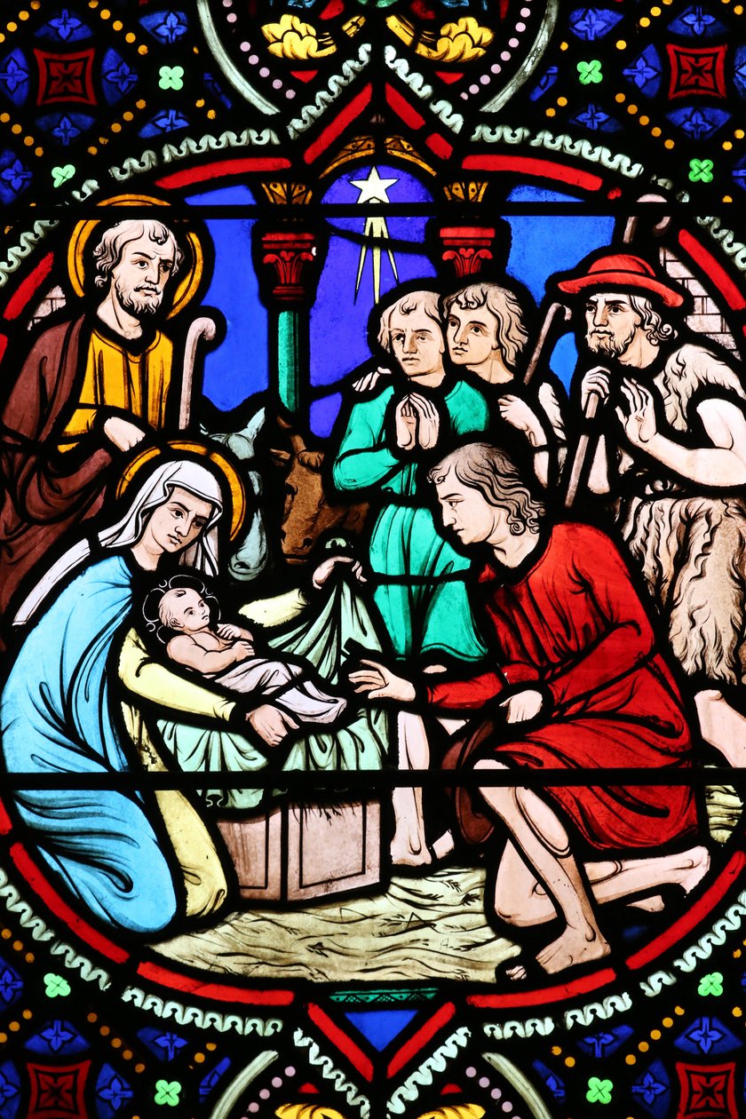 Chiesa del Sacro Cuore. Vetrata. La Natività. Adorazione dei pastori da Unbekannt