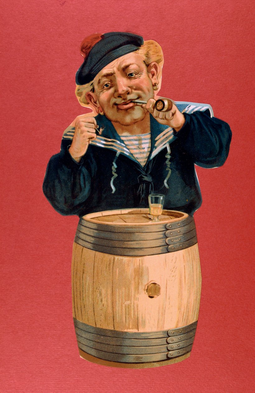 Marinaio che fuma una pipa e beve rum, 1900 da Unbekannt