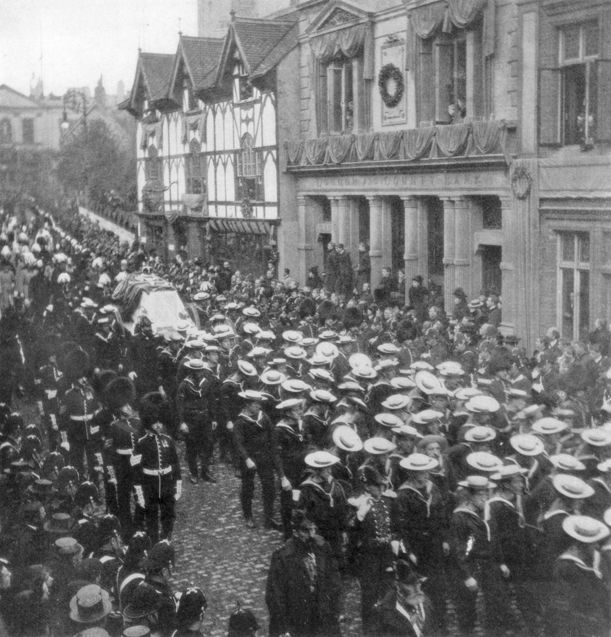Marinai che tirano il carro funebre che trasporta la bara della Regina Vittoria, Windsor, Berkshire da Unbekannt