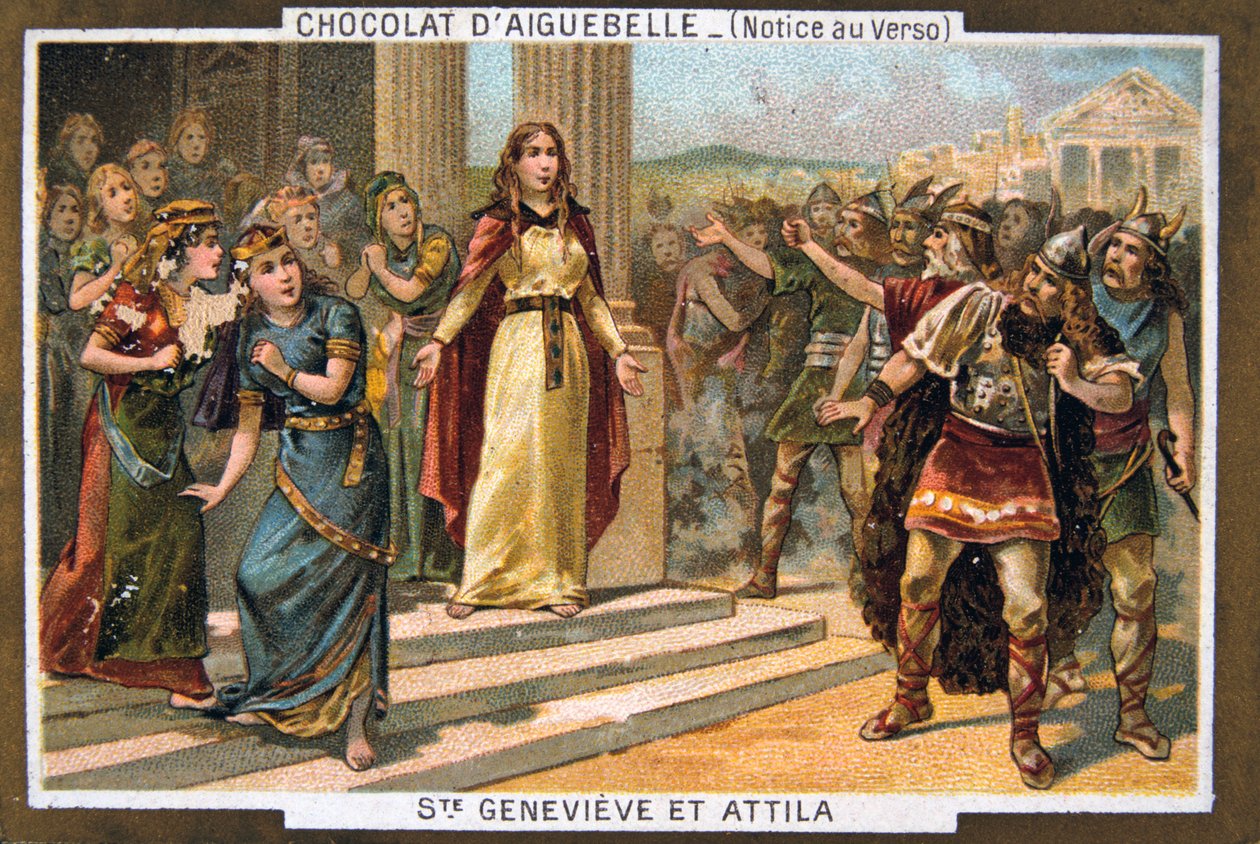 Santa Genoveffa e Attila, c451 AD, XIX secolo da Unbekannt