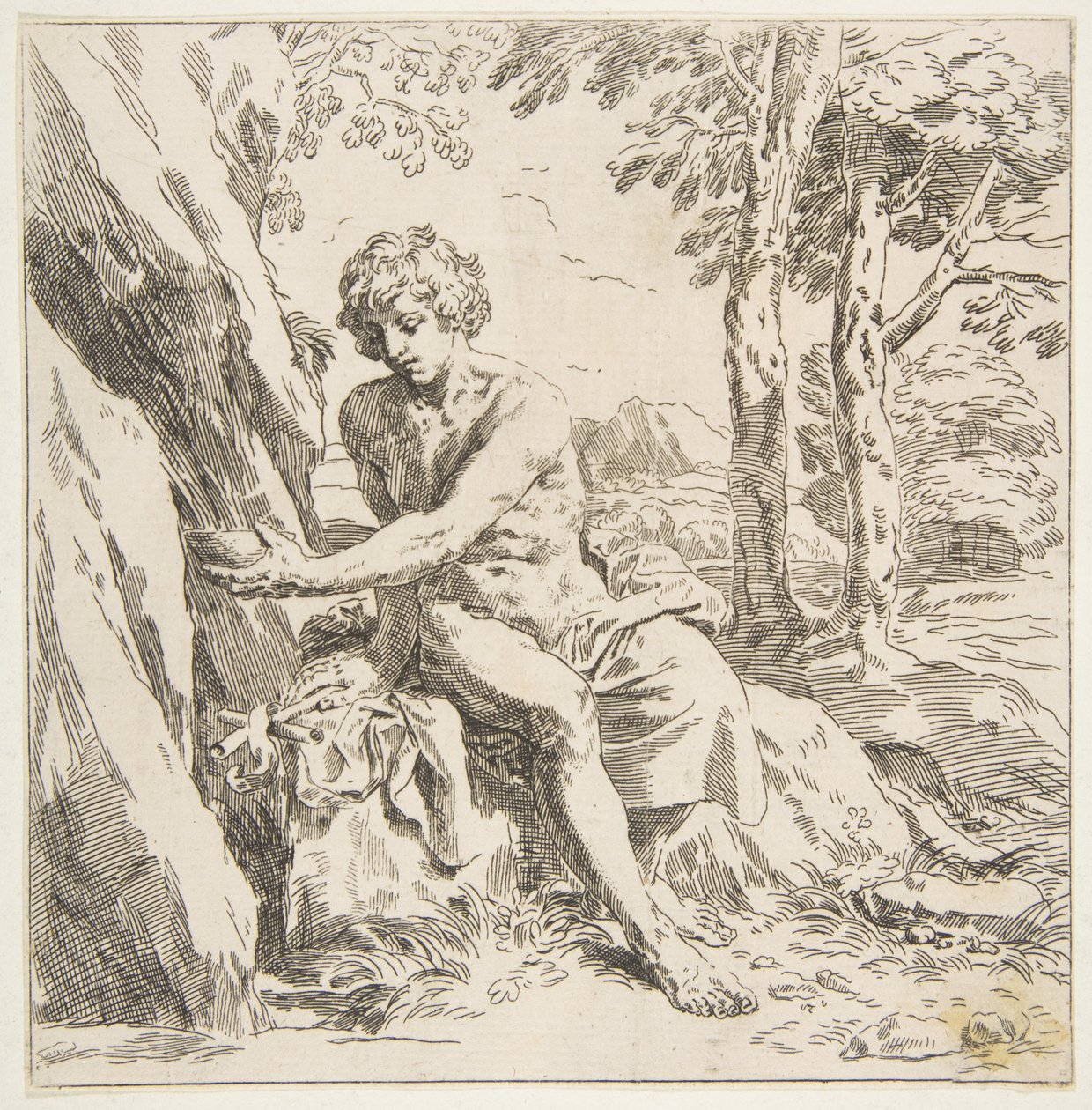 San Giovanni Battista nel deserto, copia inversa dopo Cantarini, ca. 1637-1639 o dopo da Unbekannt