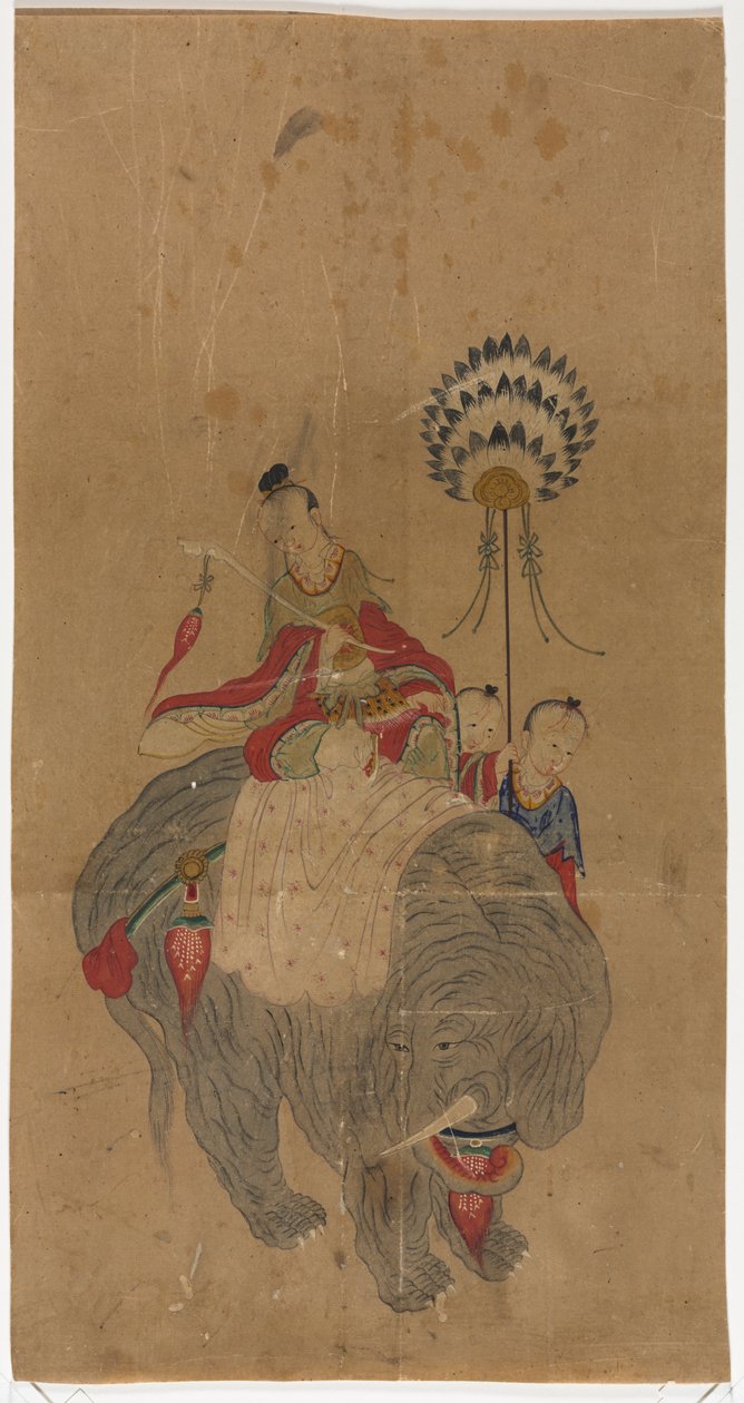 Samantabhadra su un Elefante con Due Assistenti da Unbekannt