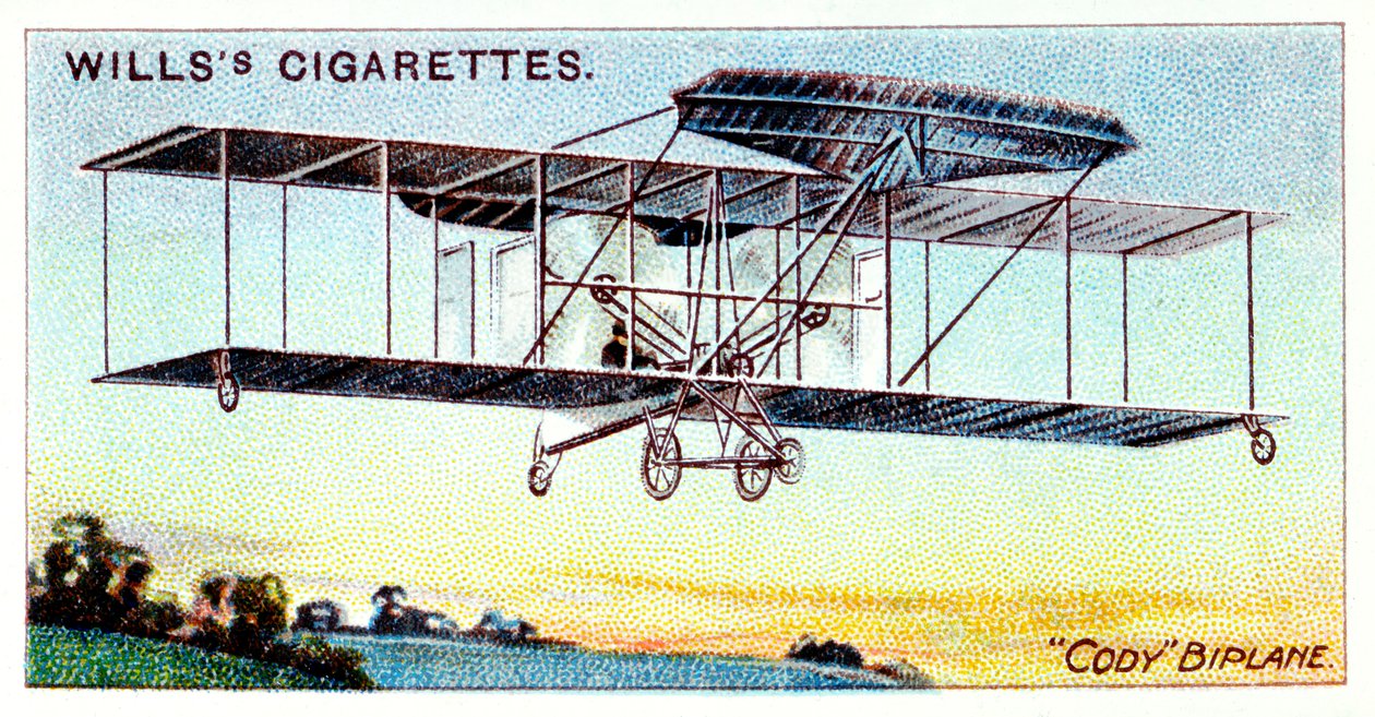 Samuel Franklin Cody, aviatore britannico di origine americana, volando con il biplano Cody, c. 1909 da Unbekannt