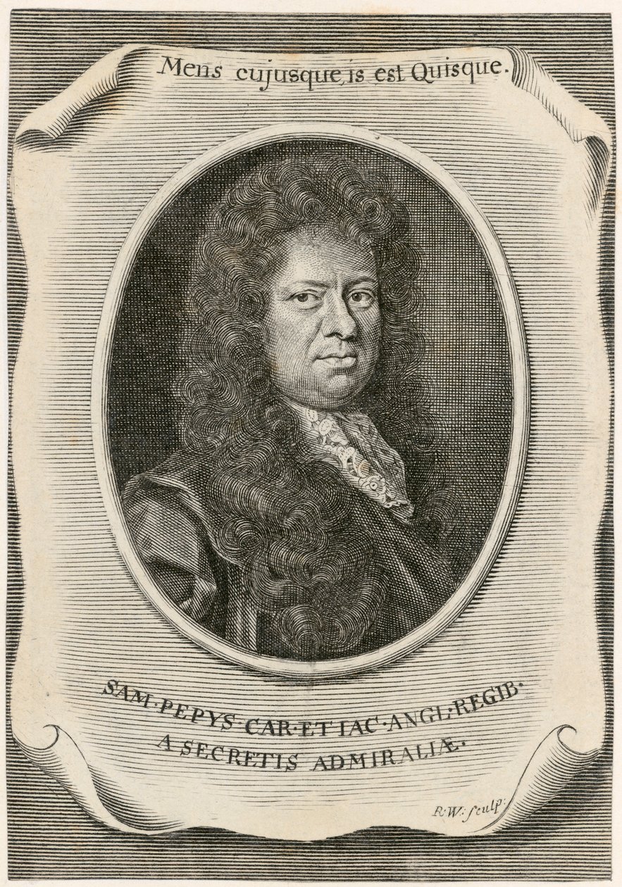 Samuel Pepys, impiegato inglese degli atti del Consiglio della Marina e diarista, 1666 da Unbekannt