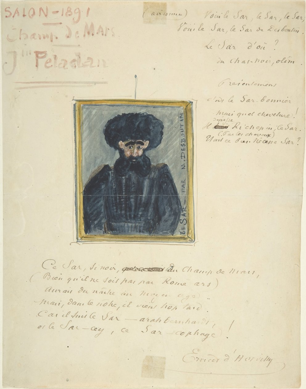 Disegno satirico del Sâr Joséphin Peladan, 1891 da Unbekannt