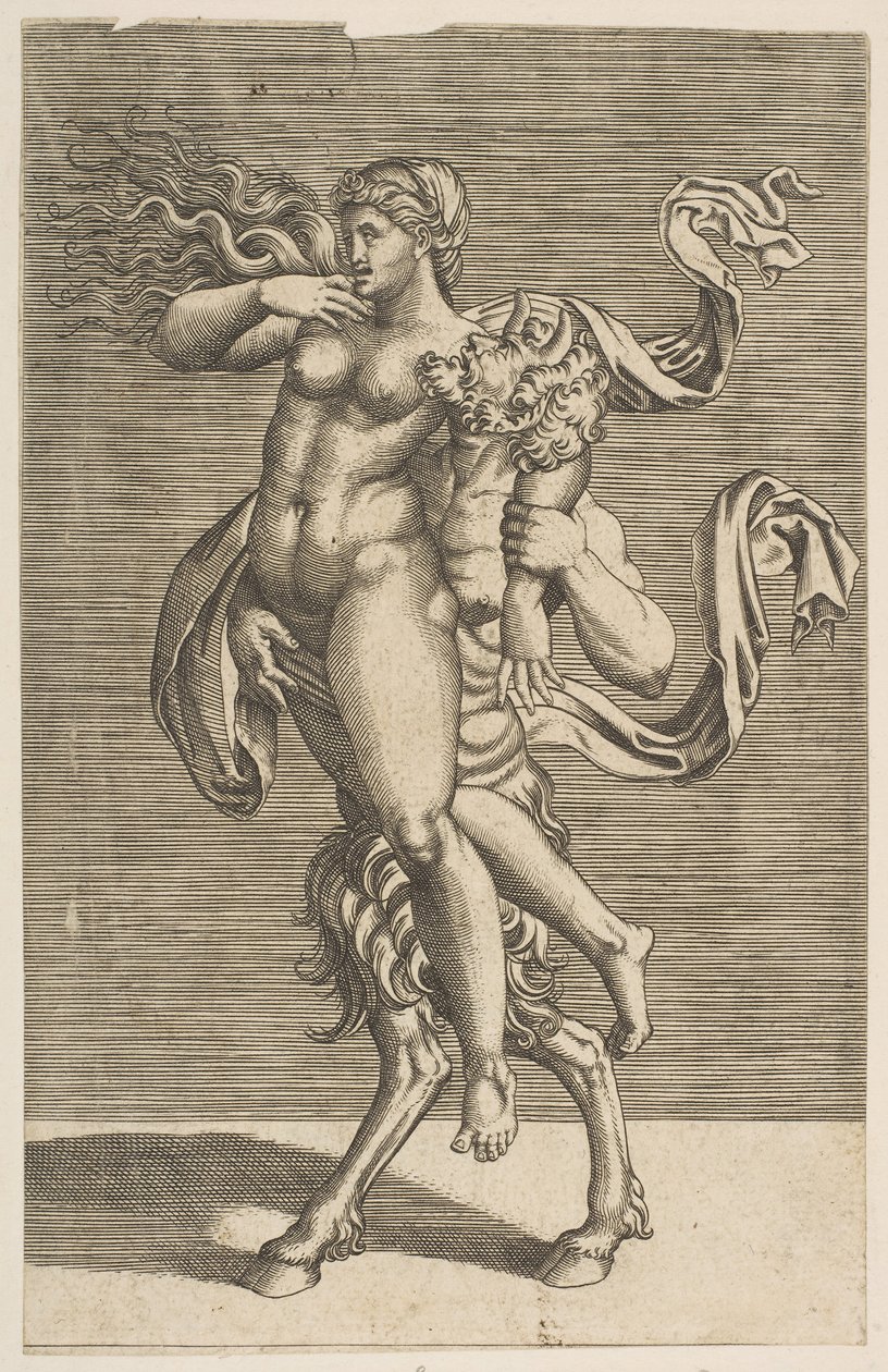 Satiro che porta una ninfa trattenendo il suo braccio destro, ca. 1515-1600 da Unbekannt