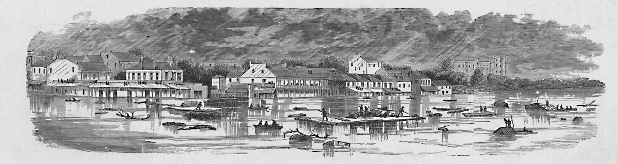 Scena a Baton Rouge durante le inondazioni del 1874, 1883 da Unbekannt