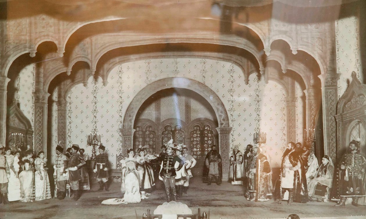 Scena dal dramma di Alexander Ostrovsky Falso Dmitrij, Teatro Maly, Mosca, Russia, 1870s da Unbekannt