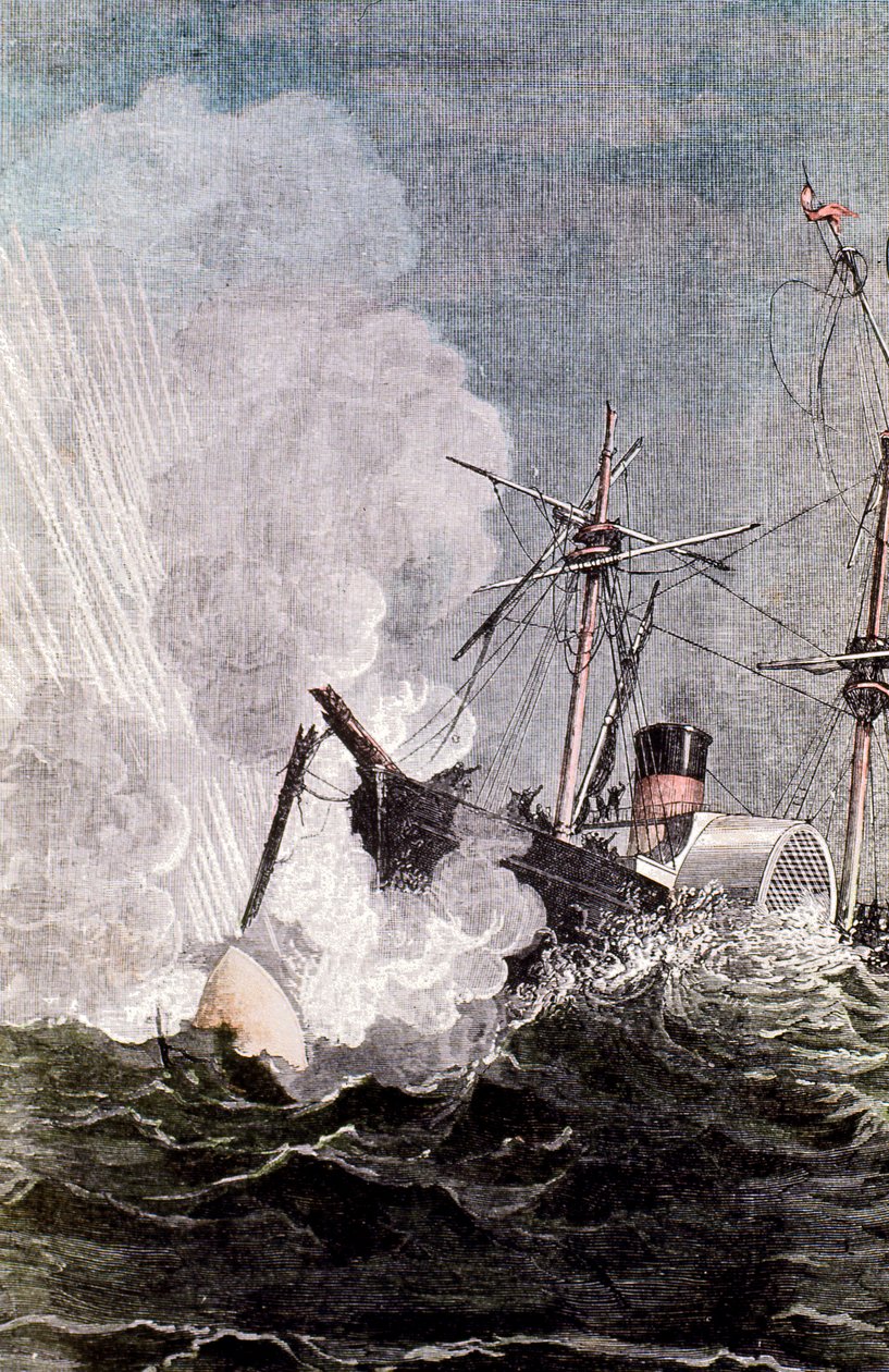 Scena da Dalla Terra alla Luna di Jules Verne, 1865 da Unbekannt