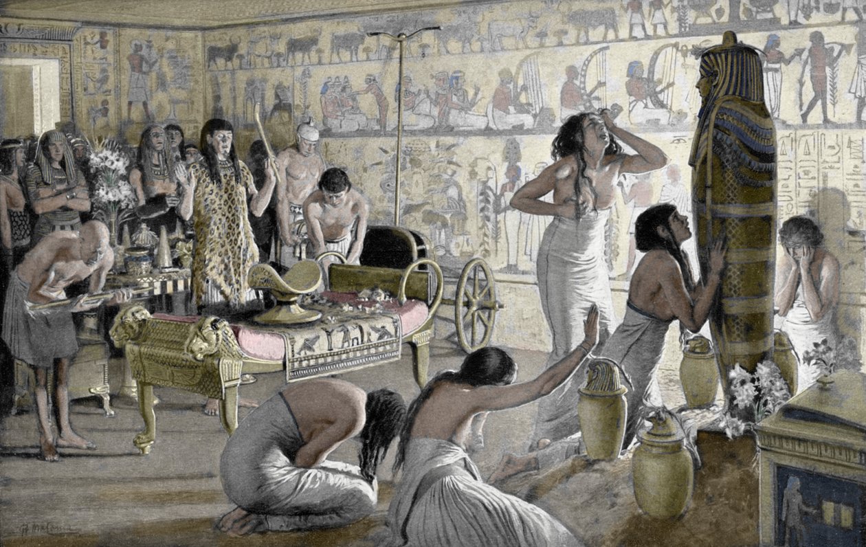 Scena di lutto al tempio funerario di Tutankhamon, Egitto, 1325 a.C. da Unbekannt