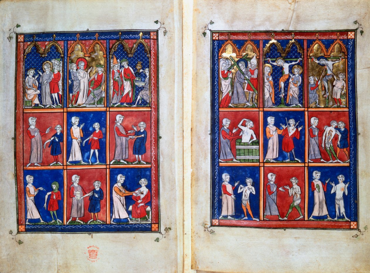 Scene della vita di Cristo e medici con pazienti, c1300 da Unbekannt