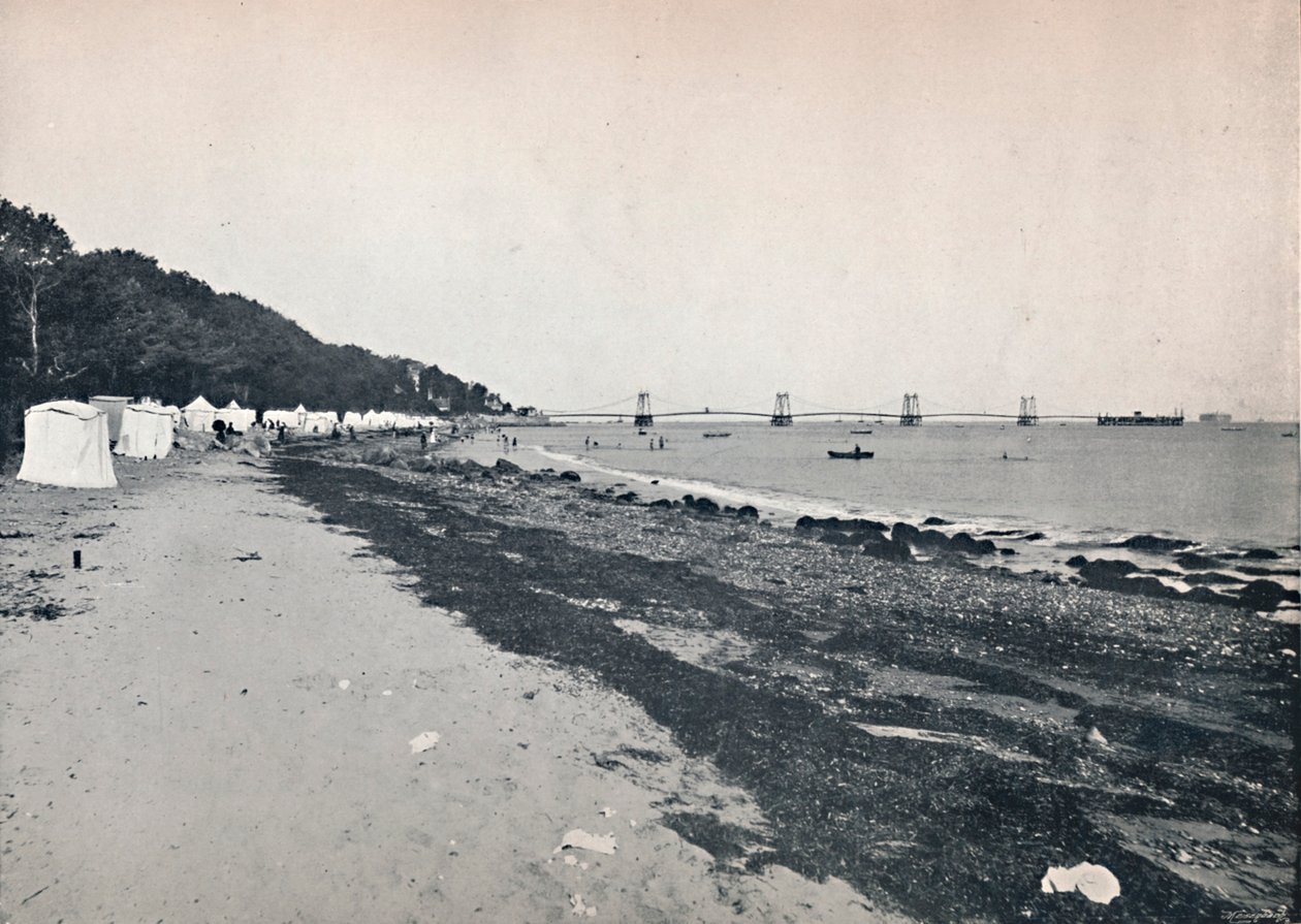 Vista sul mare - La spiaggia e il molo sospeso, 1895 da Unbekannt