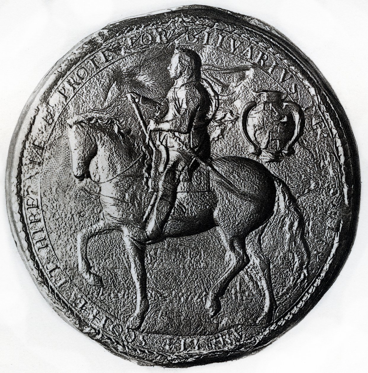 Sigillo del Protettorato con Oliver Cromwell a cavallo, 17° secolo, 1899 da Unbekannt