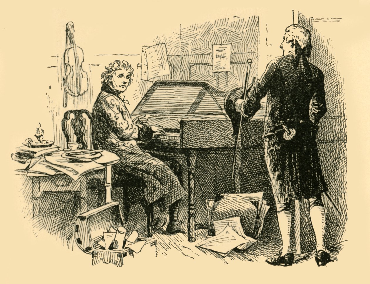 Seduto davanti a un vecchio pianoforte logoro, 1907 da Unbekannt