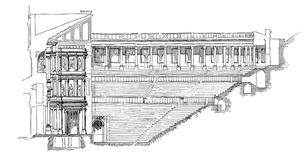 Sezione del teatro gallo-romano di Orange, Provenza, Francia, 1895 da Unbekannt