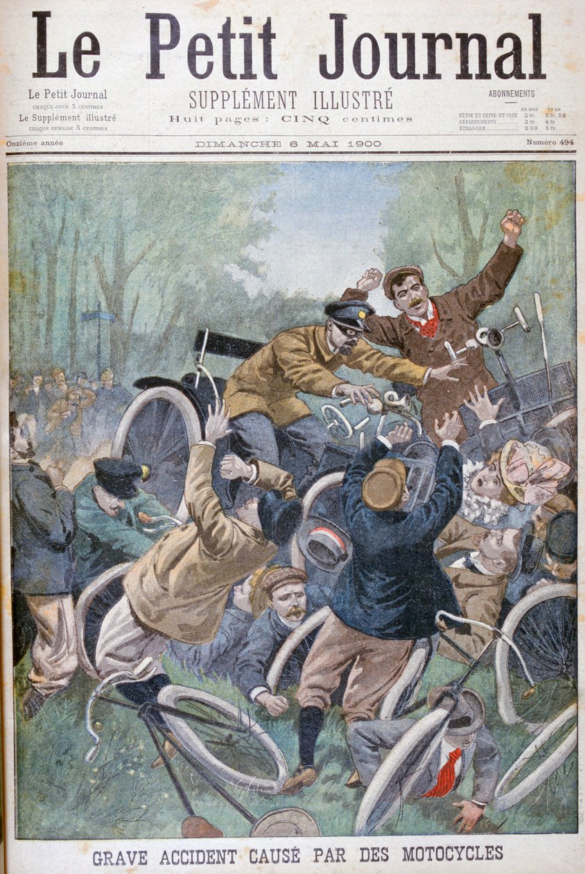 Grave incidente causato da biciclette, Parigi, 1900 da Unbekannt
