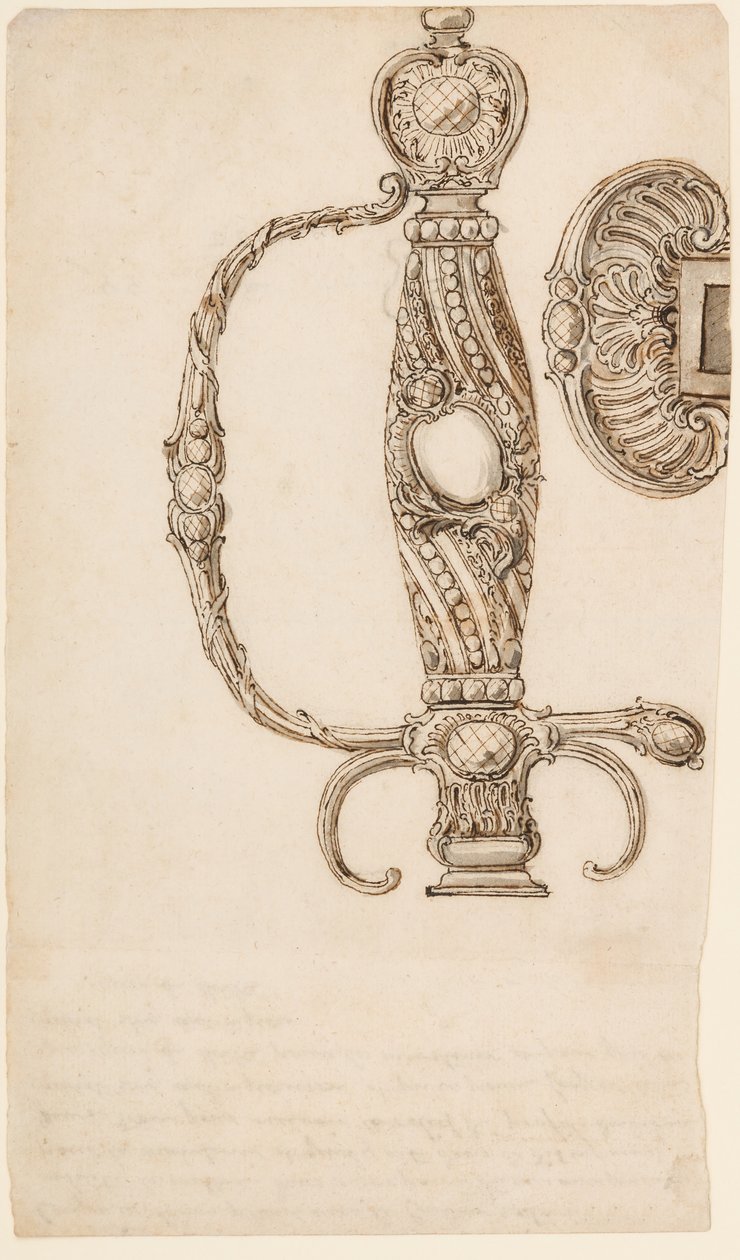 Set di quattro disegni per spade piccole, ca. 1725-80 da Unbekannt