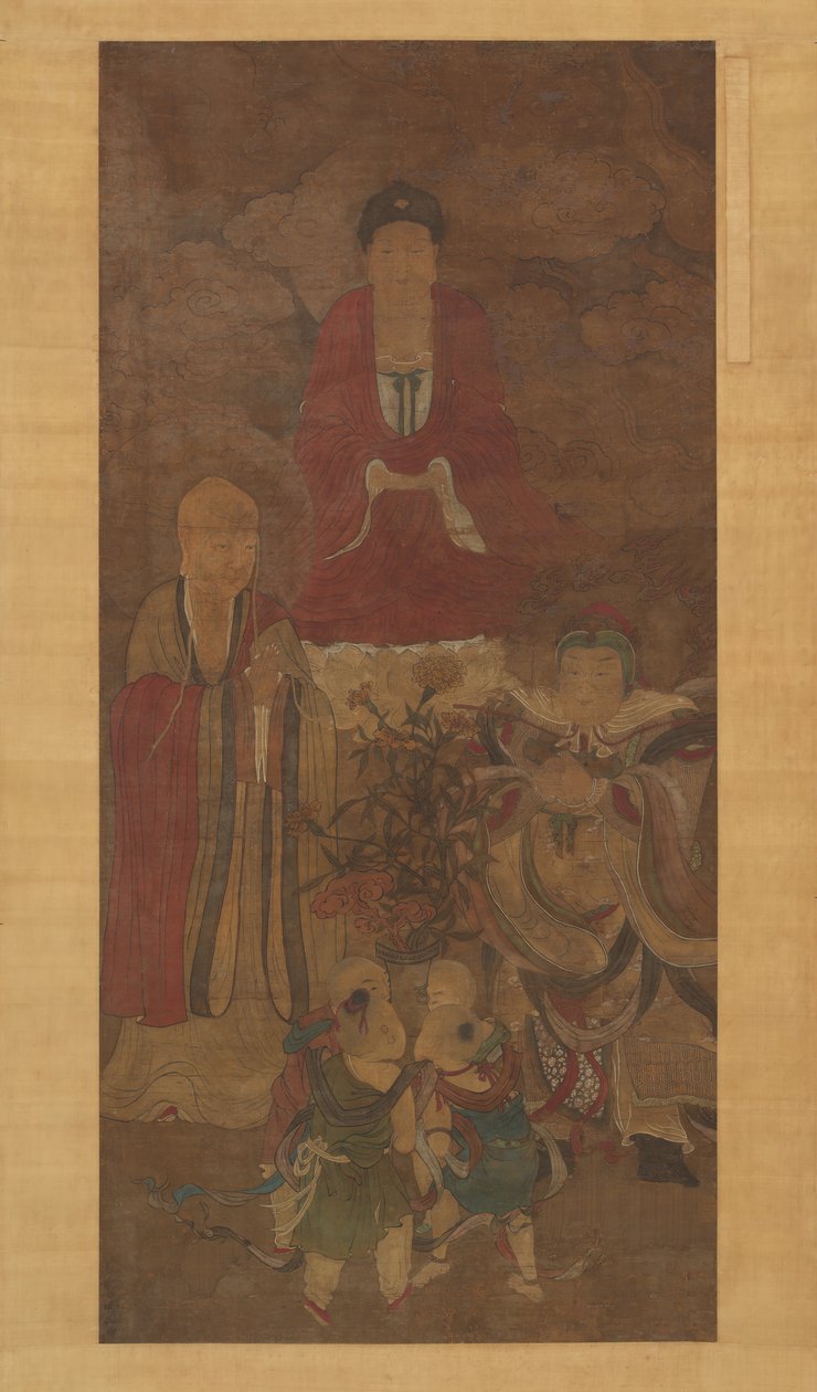 Shakyamuni con luohan, re celeste e ragazzi, inizio XVII secolo da Unbekannt