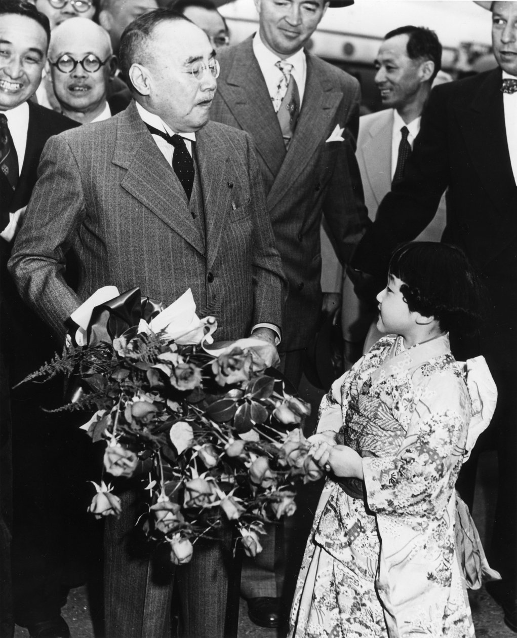 Shigeru Yoshida arriva al Trattato di Pace di San Francisco, USA, aprile 1952 da Unbekannt