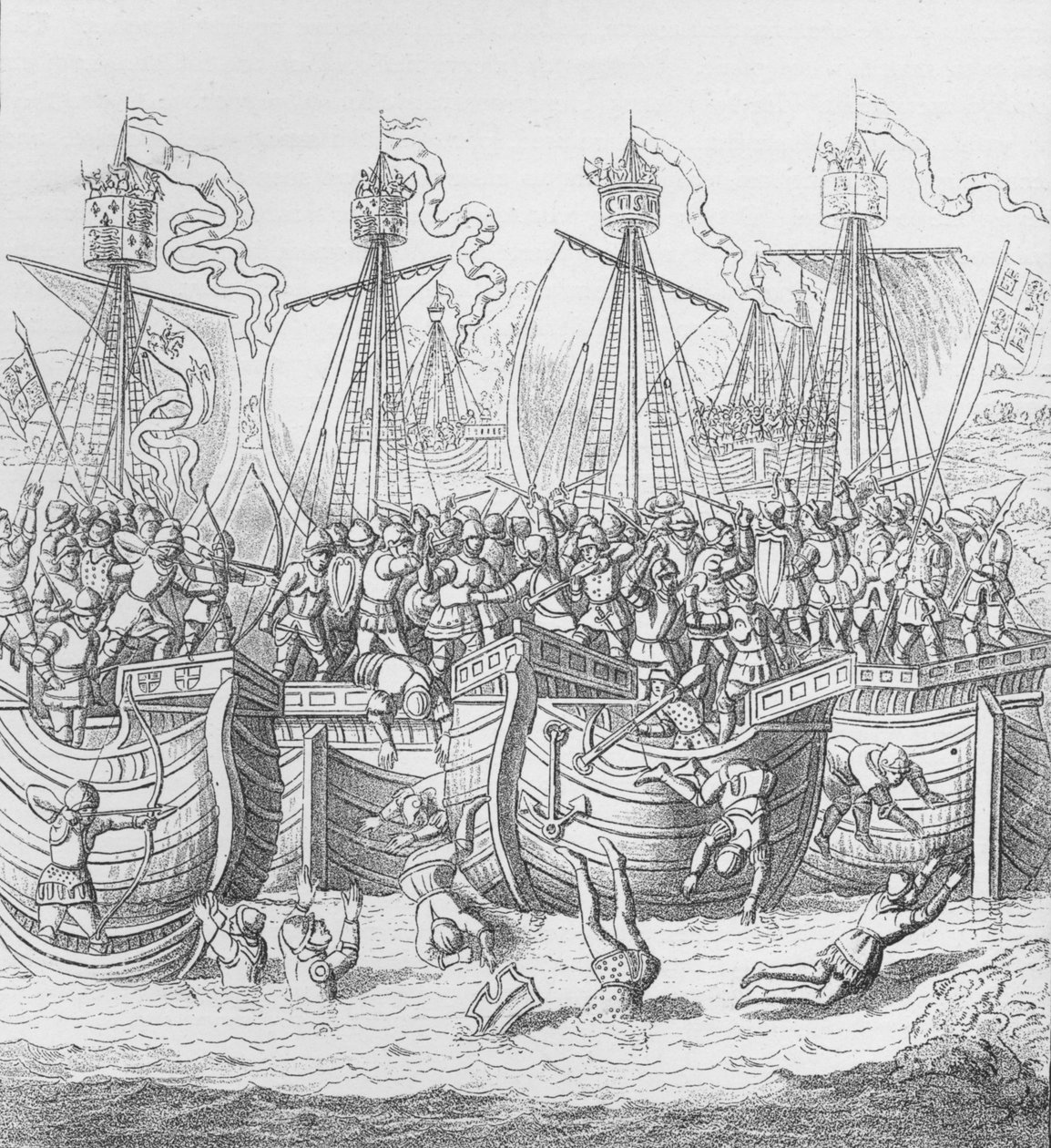 Navi a La Rochelle, Francia, nel 1372, c1804 1906 da Unbekannt
