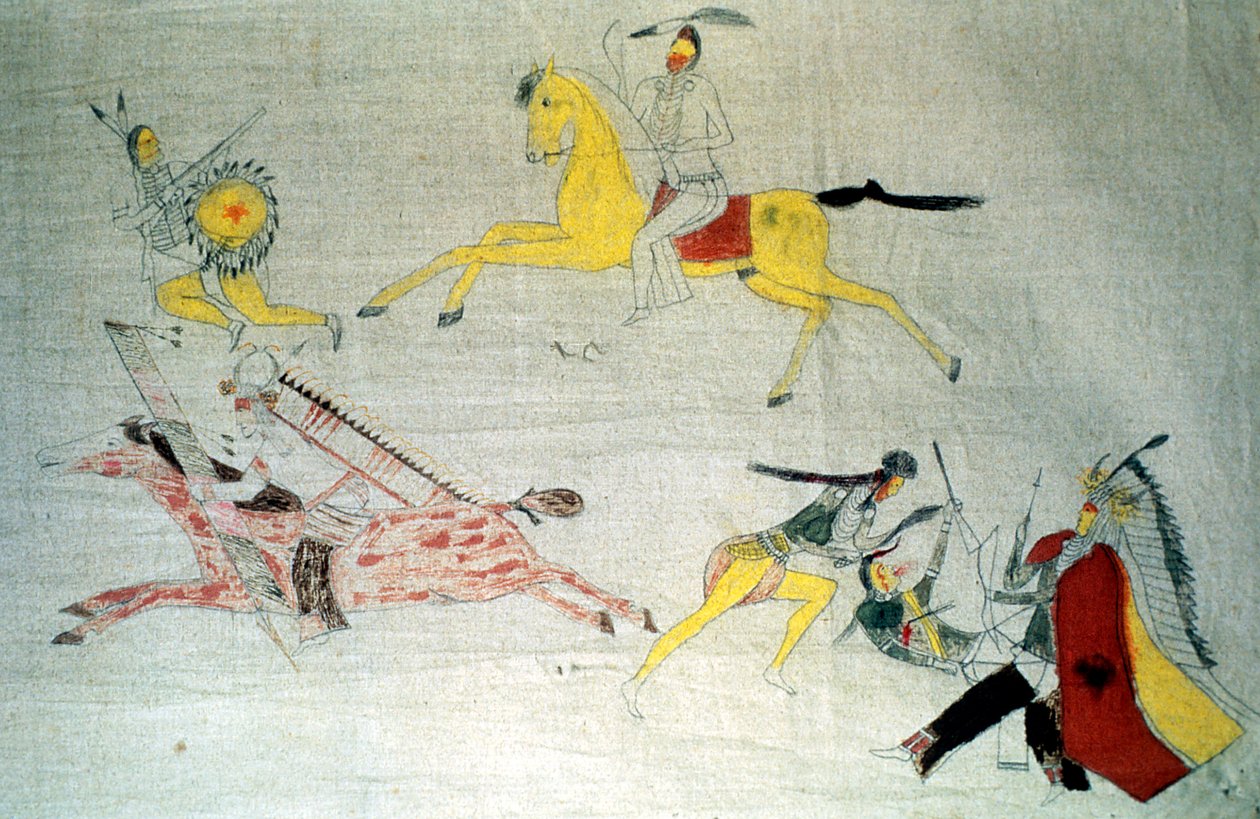 Guerrieri Sioux in battaglia, c1890 da Unbekannt