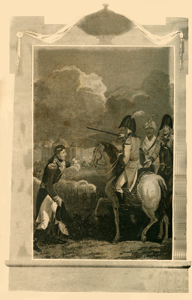 Sir Arthur Wellesley che comanda alla battaglia di Assaye, 1803, 1816 da Unbekannt