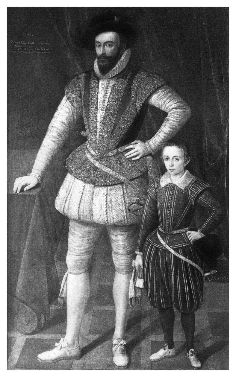 Sir Walter Raleigh e suo figlio, 1602, 1896 da Unbekannt